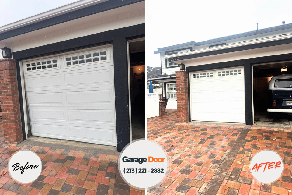Before and after: garage door repair Lake Mills, IA